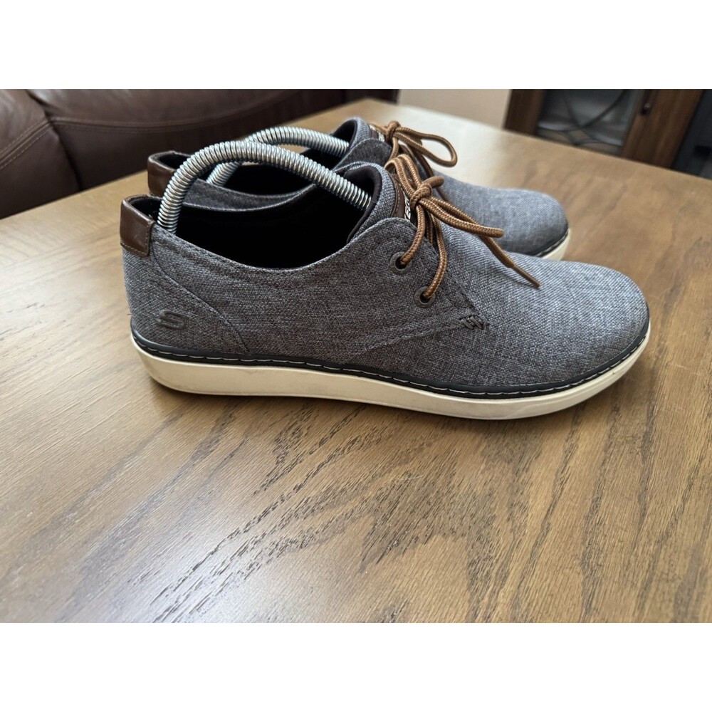 Skechers Men's 9.5 Relaxed Fit Memory Foam Dock Deck Denim gray Loafers Shoes